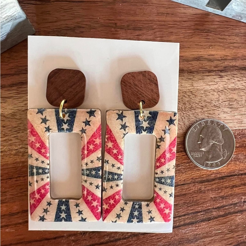 Polymer clay dangle earrings for 4th of July